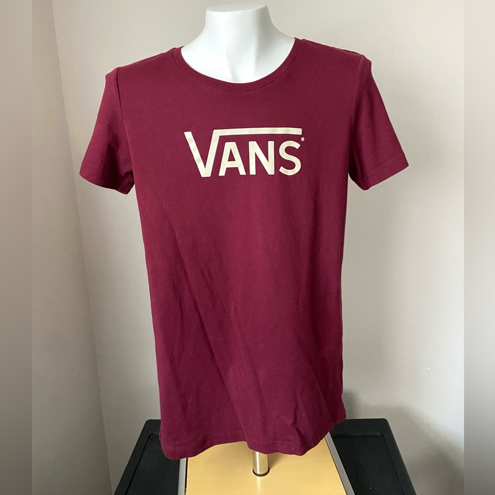 4/$15 Vans Maroon Logo Youth T-shirt Size Large